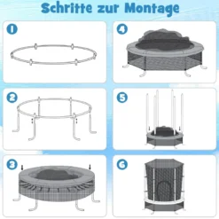 Ø165cm Gartentrampolin mit Sicherheitsnetz Trampolin bis 135KG Belastbar für Kinder ab 3 Jahre