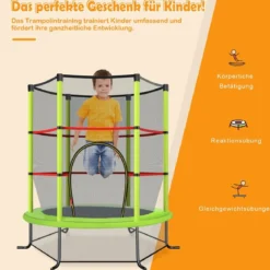 Ø165cm Gartentrampolin mit Sicherheitsnetz Trampolin bis 135KG Belastbar für Kinder ab 3 Jahre