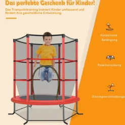 Ø165cm Gartentrampolin mit Sicherheitsnetz Trampolin bis 135KG Belastbar für Kinder ab 3 Jahre