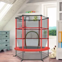 Ø165cm Gartentrampolin mit Sicherheitsnetz Trampolin bis 135KG Belastbar für Kinder ab 3 Jahre