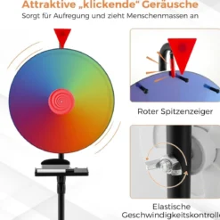 Ø 40 cm Glücksrad mit Dreibein-Bodenständer Höhenverstellbares Preisrad mit Ablage