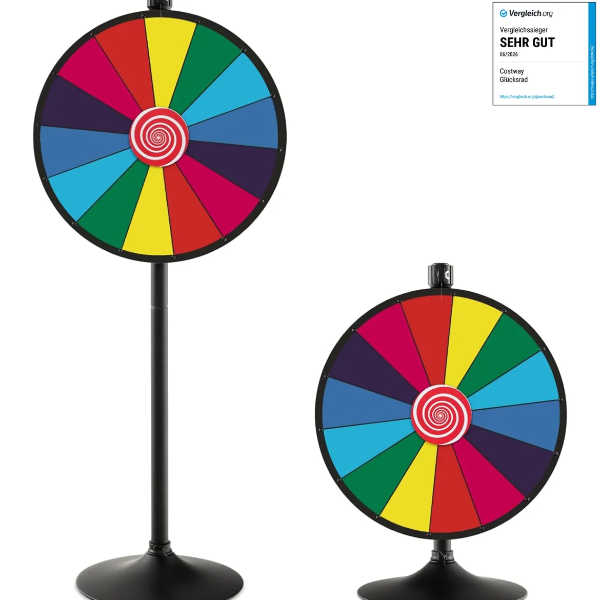 Ø60 cm Glücksrad mit Ständer Preisrad Höhenverstellbares Gewinnspielrad Bunt