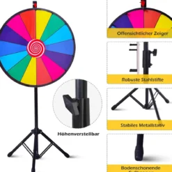 φ 60 cm GlücksradSpielzeug Farbe Rad Spiele für Lotteriespiele Wortspiele 24