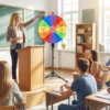 Φ 75 cm Glücksrad zum Drehen mit 12 abwischbaren Feldern Höhenverstellbar 134–171 cm Bunt