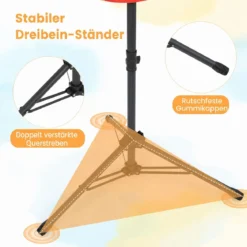 Φ 75 cm Glücksrad zum Drehen mit 12 abwischbaren Feldern Höhenverstellbar 134–171 cm Bunt