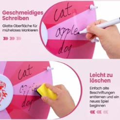 Φ 50 cm Glücksrad zum Drehen mit Abwischbarer Acryloberfläche für Tisch & Boden Rosa