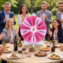 Φ 50 cm Glücksrad zum Drehen mit Abwischbarer Acryloberfläche für Tisch & Boden Rosa