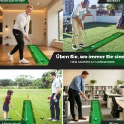 300 cm Golf Puttingmatte Golf-Trainingsmatte mit 3 Golfbällen und 2 Lochgrößen Golf Übungsmatte faltbar