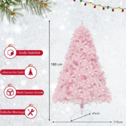 180 cm Großer Beflockter künstlicher Weihnachtsbaum mit 808 PVC-Astspitzen 350 LED-Lichtern und 8 Beleuchtungsmodi