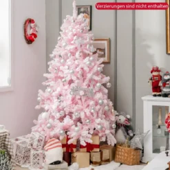 180 cm Großer Beflockter künstlicher Weihnachtsbaum mit 808 PVC-Astspitzen 350 LED-Lichtern und 8 Beleuchtungsmodi