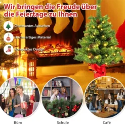 64 cm Großer Beleuchteter Mini-Weihnachtsbaum Tischbaum mit 50 LED-Lichtern Grün