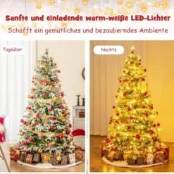 190 cm großer beleuchteter Weihnachtsbaum schneebedeckter Festtagsbaum mit Scharnierstruktur