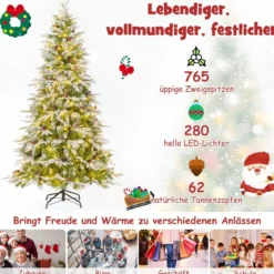 190 cm großer beleuchteter Weihnachtsbaum schneebedeckter Festtagsbaum mit Scharnierstruktur