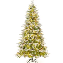 190 cm großer beleuchteter Weihnachtsbaum schneebedeckter Festtagsbaum mit Scharnierstruktur