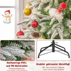 190 cm großer beleuchteter Weihnachtsbaum schneebedeckter Festtagsbaum mit Scharnierstruktur