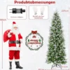 225 cm großer beleuchteter Weihnachtsbaum schneebedeckter Festtagsbaum in Bleistiftform
