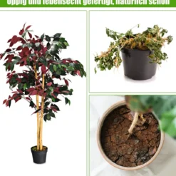 120 cm Großer Grüner Ficus-Baum im Topf Künstlicher Baum Realistische Grünpflanzen
