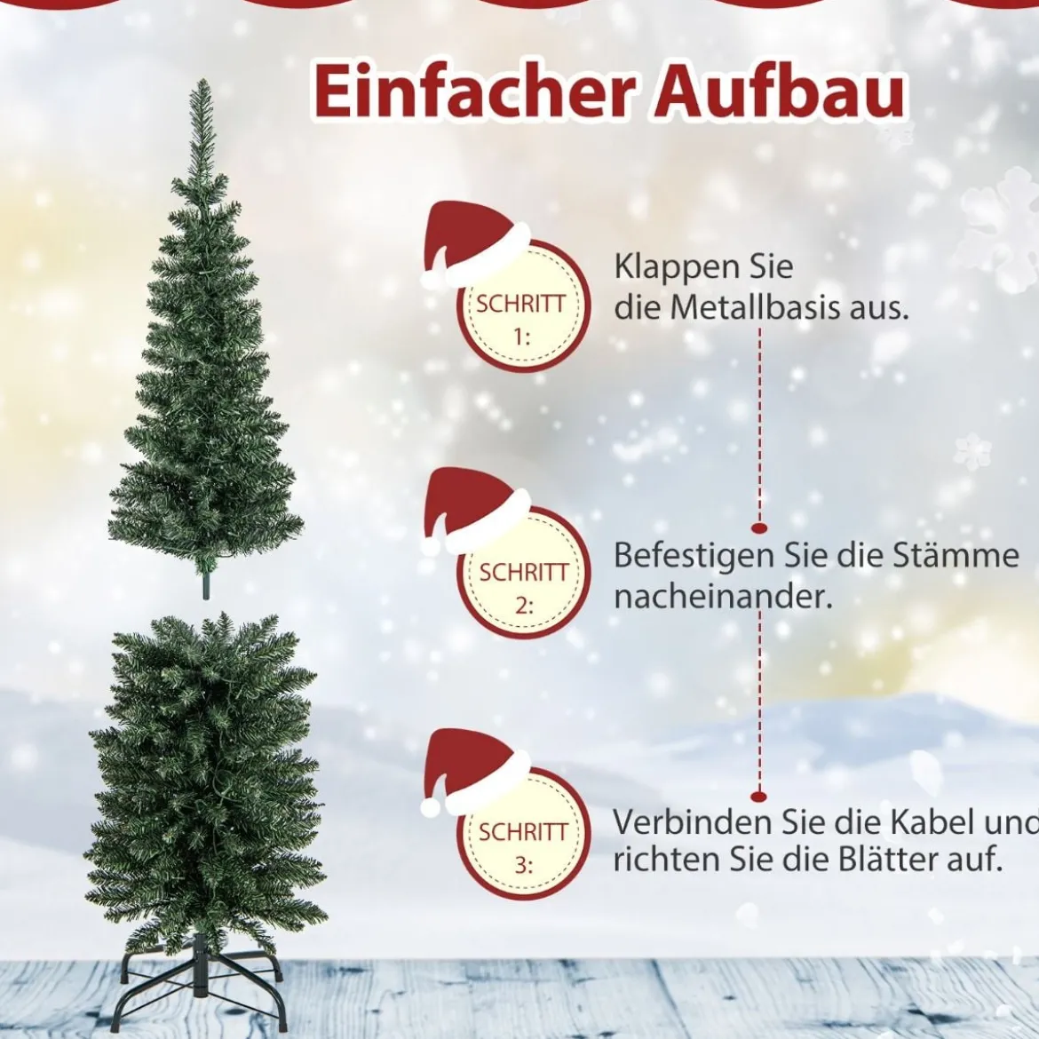 150 cm Großer Künstlicher Weihnachtsbaum Beleuchteter Christbaum Grün