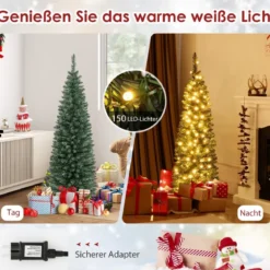 150 cm Großer Künstlicher Weihnachtsbaum Beleuchteter Christbaum Grün