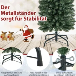 150 cm Großer Künstlicher Weihnachtsbaum Beleuchteter Christbaum Grün