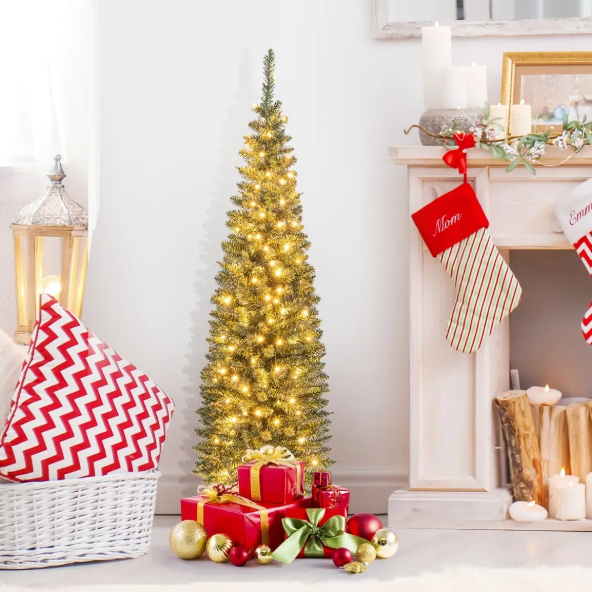 150 cm Großer Künstlicher Weihnachtsbaum Beleuchteter Christbaum Grün