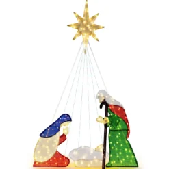 180 cm Große Weihnachtskrippe mit 240 WarmweißenLED-Lichtern Weihnachten Krippe