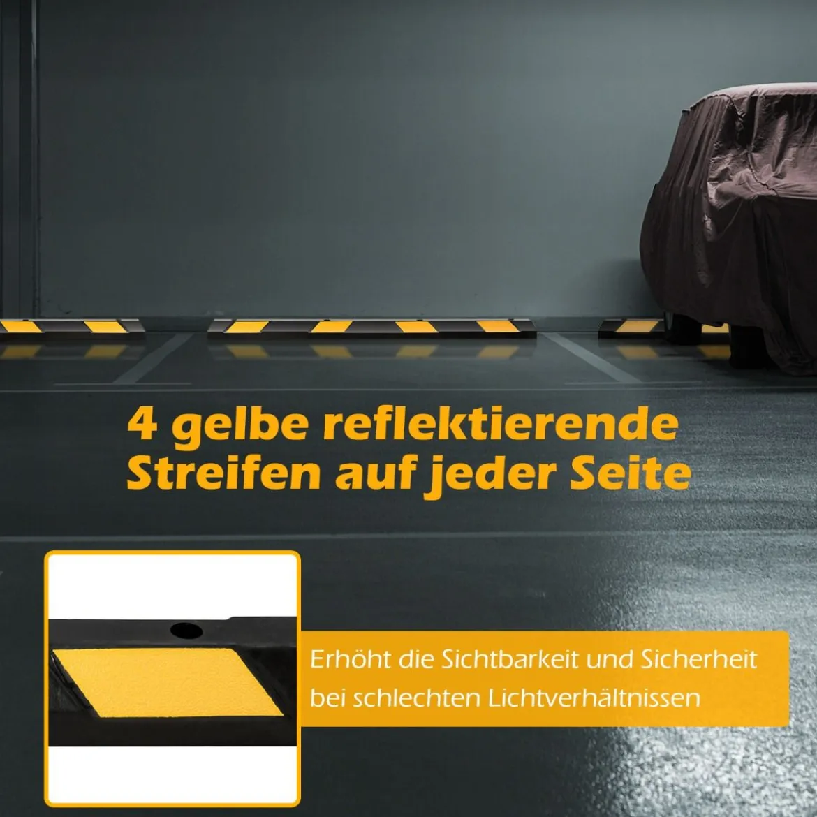 183 cm Gummi Radstopper Parkplatzbegrenzung bis 4000 kg Parkbegrenzung Einparkhilfe