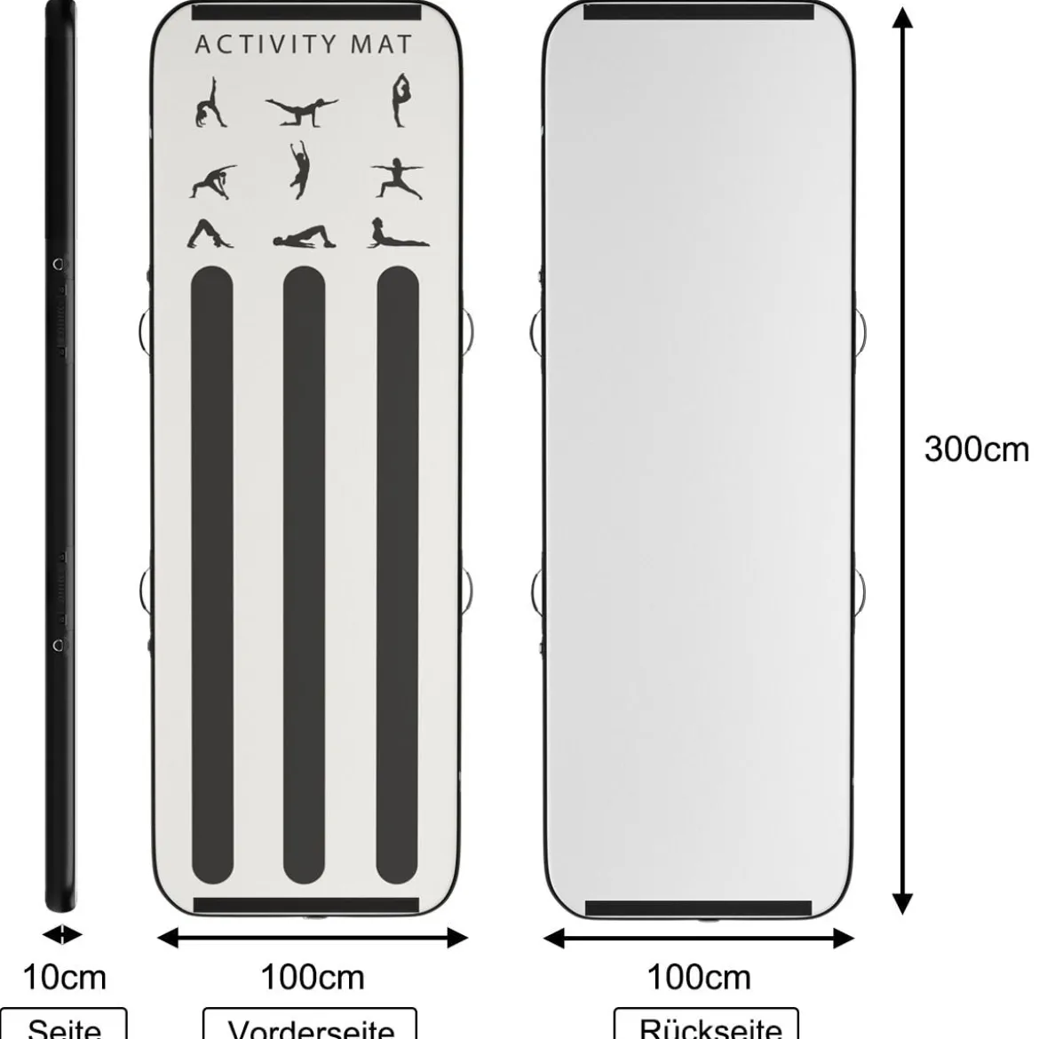 300 cm Gymnastikmatte Elektropumpe Turnmatte aufblasbar Tumbling Matte Silber