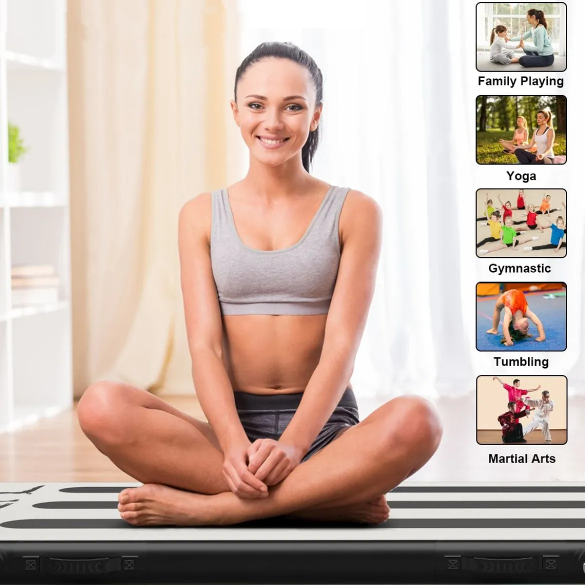 300 cm Gymnastikmatte Elektropumpe Turnmatte aufblasbar Tumbling Matte Silber