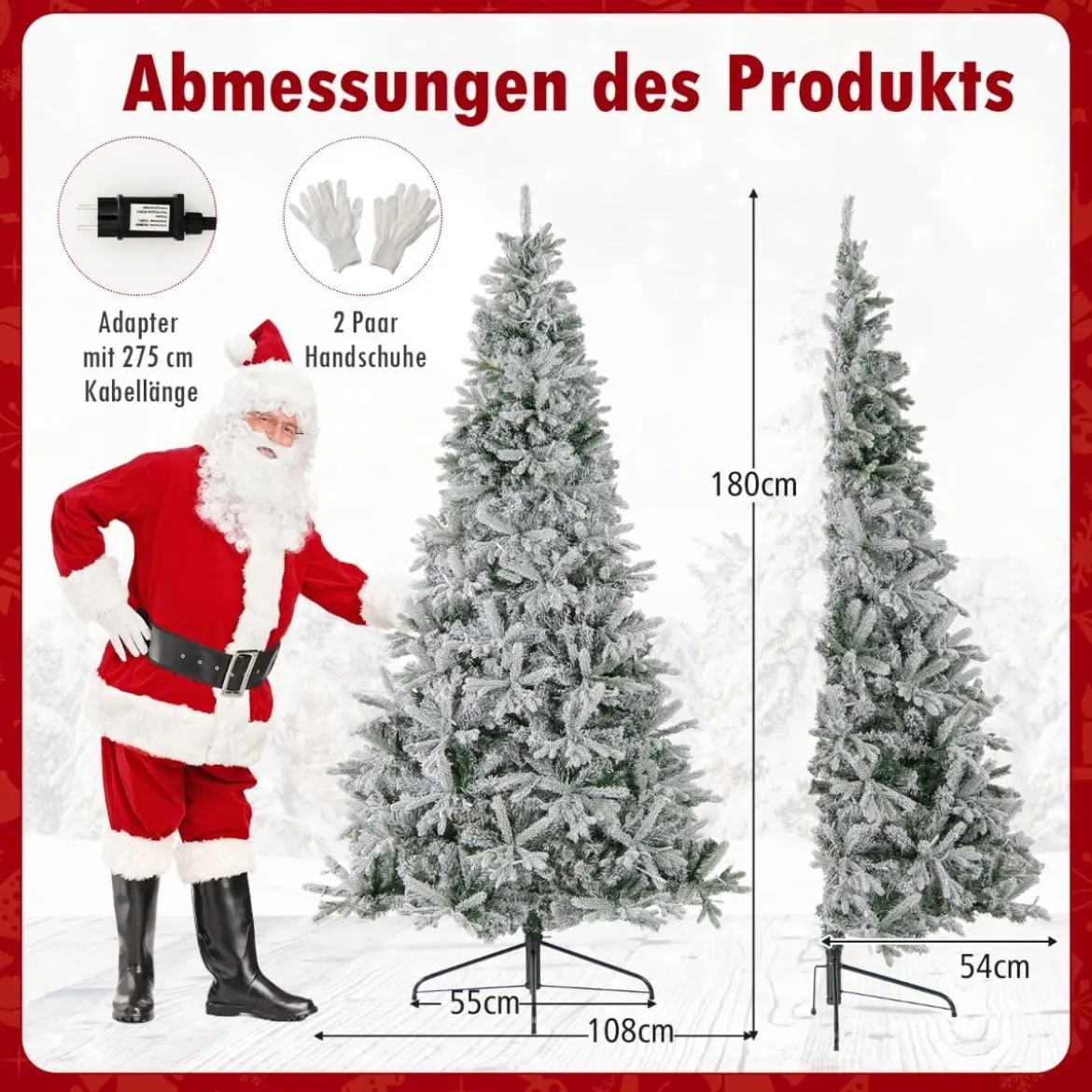 210 cm Halbkünstlicher Weihnachtsbaum Vorgeleuchtet Schnee-beflockter Weihnachtsbaum mit 852 Zweigspitzen