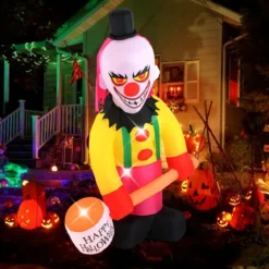 180CM Halloween Deko Outdoor LED Aufblasbarer Clown Halloween-Geist mit schüttelnendem Kopf