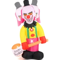 180CM Halloween Deko Outdoor LED Aufblasbarer Clown Halloween-Geist mit schüttelnendem Kopf