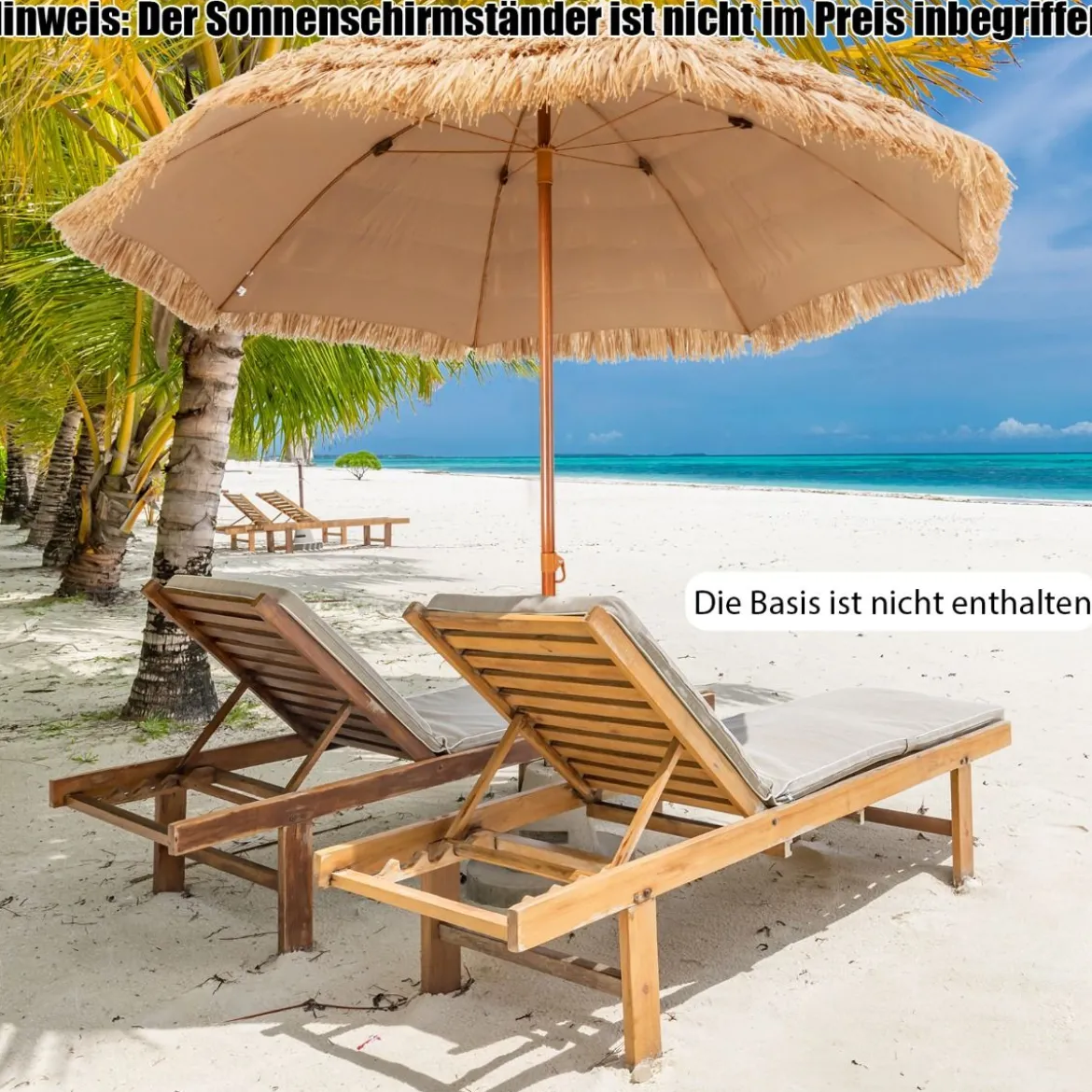 Ø205cm Hawaii Sonnenschirm Stroh Strandschirm Gartenschirm Strohschirm Terrassenschirm