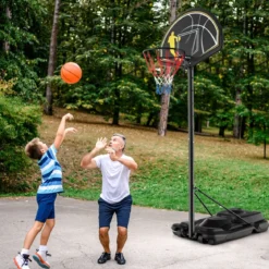 130-305 cm Höhenverstellbarer Basketballständer mit Rädern & Ständer Tragbarer Basketballkorb