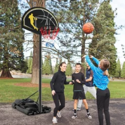 130-305 cm Höhenverstellbarer Basketballständer mit Rädern & Ständer Tragbarer Basketballkorb