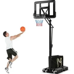 245-305 cm Höhenverstellbarer Basketballständer Tragbarer Basketballkorb mit Ständer Schwarz