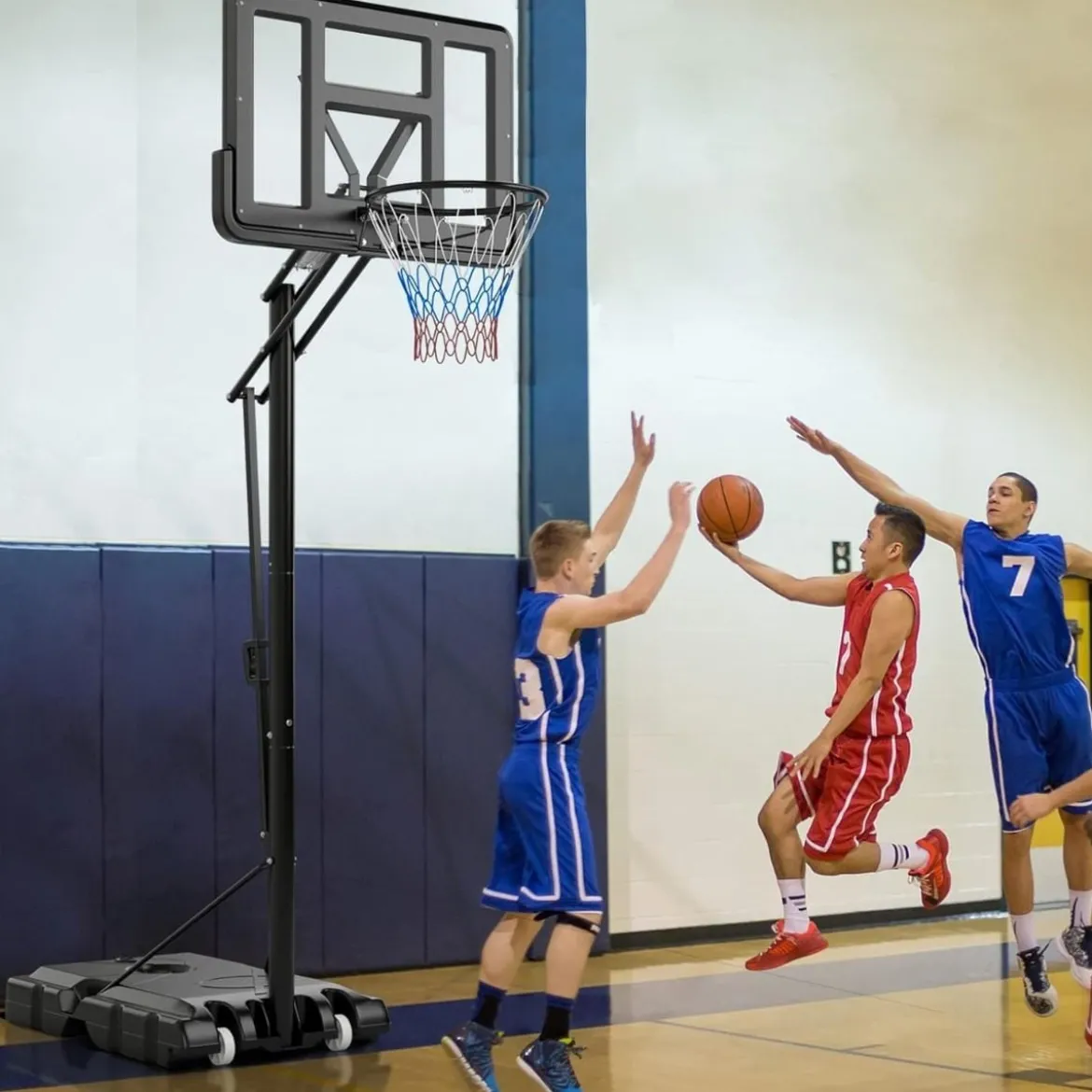 245-305 cm Höhenverstellbarer Basketballständer Tragbarer Basketballkorb mit Ständer Schwarz