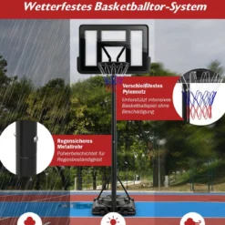 170-305cm Höhenverstellbarer Basketballständer Outdoor Basketballkorb mit Ständer
