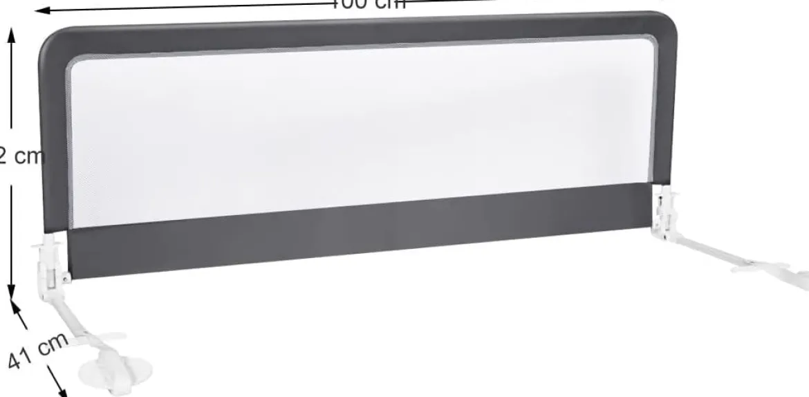 100cm Höhenverstellbares Bettschutzgitter mit Befestigungsgurt geeignet für Doppelmatratzen Grau