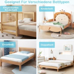 100cm Höhenverstellbares Bettschutzgitter mit Befestigungsgurt geeignet für Doppelmatratzen Weiß