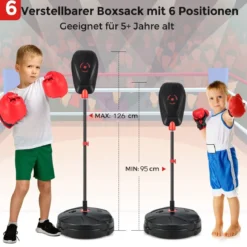 95-126 cm Höhenverstellbares Boxset Stehend Punchingball Standboxsack für Kinder ab 5 J.