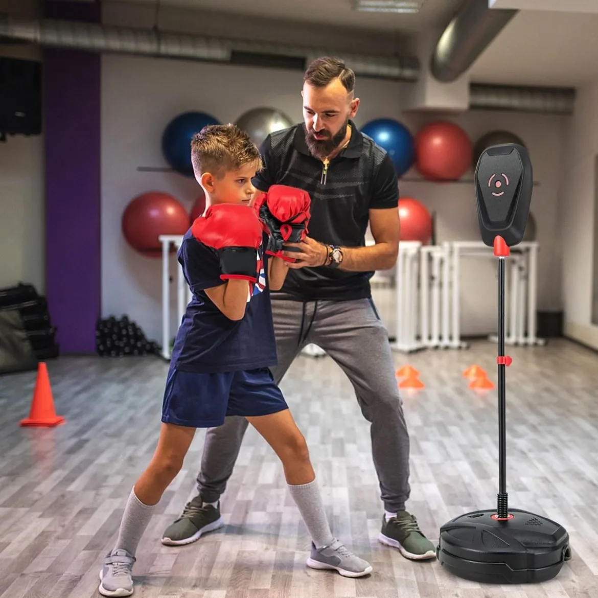 95-126 cm Höhenverstellbares Boxset Stehend Punchingball Standboxsack für Kinder ab 5 J.
