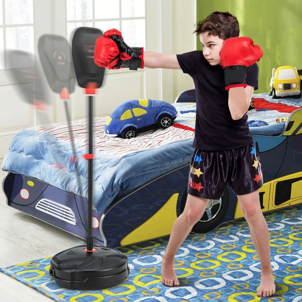 95-126 cm Höhenverstellbares Boxset Stehend Punchingball Standboxsack für Kinder ab 5 J.