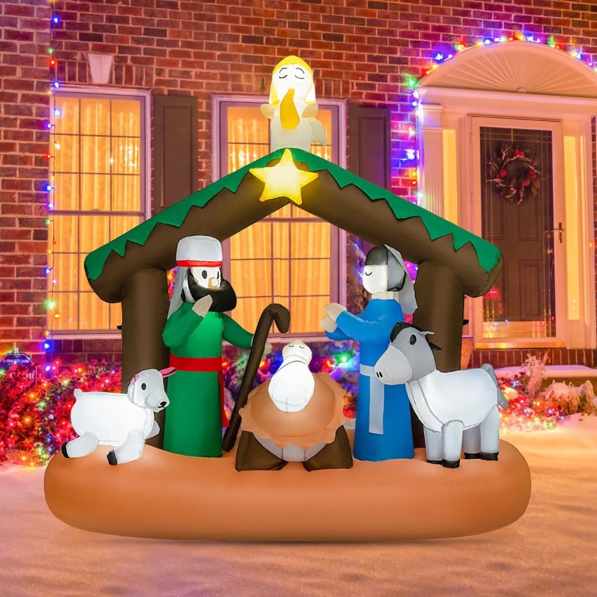 180 cm hohe Aufblasbare Weihnachtsdekoration Nachstellung der Geburt Jesu mit LED-Lichter