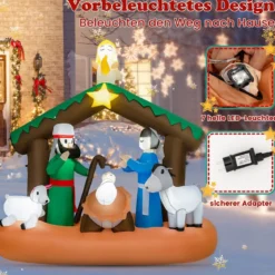 180 cm hohe Aufblasbare Weihnachtsdekoration Nachstellung der Geburt Jesu mit LED-Lichter