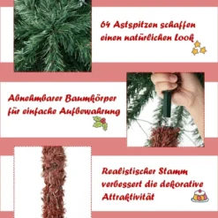 183 cm hohe künstliche Palme mit PVC-Zweigspitzen beleuchteter Kunstbaum für Weihnachten Grün