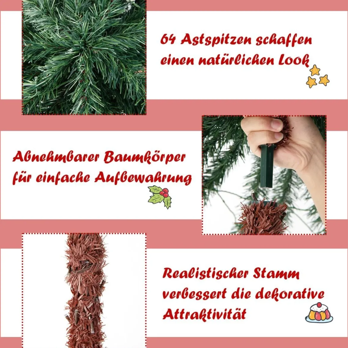 183 cm hohe künstliche Palme mit PVC-Zweigspitzen beleuchteter Kunstbaum für Weihnachten Grün