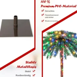 183 cm hohe künstliche Palme mit PVC-Zweigspitzen beleuchteter Kunstbaum für Weihnachten Grün