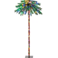 183 cm hohe künstliche Palme mit PVC-Zweigspitzen beleuchteter Kunstbaum für Weihnachten Grün
