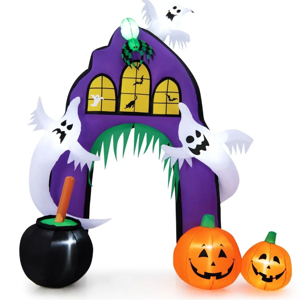 280 cm Hoher Aufblasbarer Halloween-Torbogen Aufblasbares Gruseltor mit Spinne